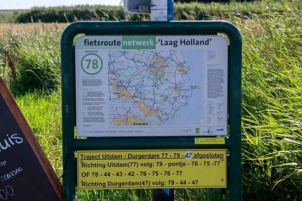 Billboard Bicycle Route Uitdam Netherlands 2020 — стокове фото