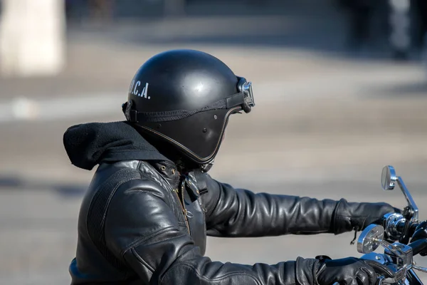 Fermer Homme Sur Une Harley Davidson Amsterdam Pays Bas 2020 — Photo