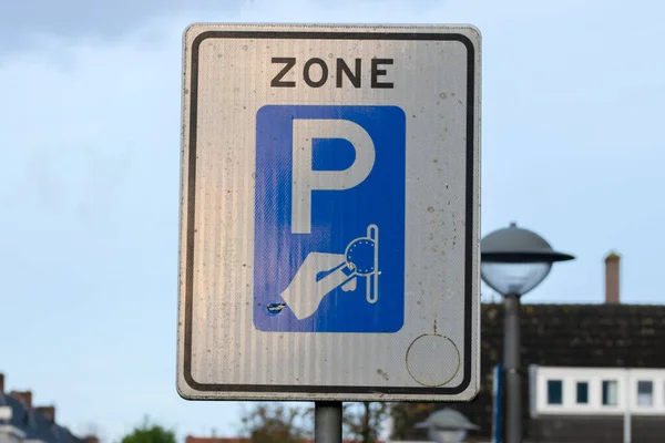 Close Dirty Parking Zone Amsterdam Netherlands 2020 — Stock fotografie