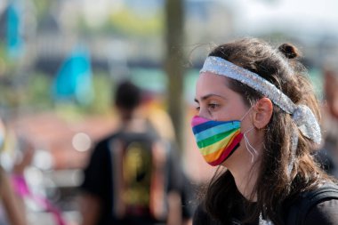 Hollanda 19-9-2020 Amsterdam Stopera Binası 'ndaki İsyanın Yok Olma Gösterisinde Gösterici