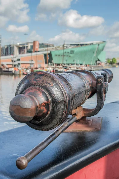 Detail Canon Doen Voc Ship Scheepvaartmuseum Amsterdam Netherlands 2018 — Stock Photo, Image