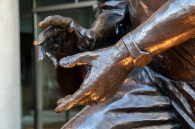 Johan Cruyff Arena Amsterdam 'daki De Goede Beul heykelinin detayları. Hollanda 24-8-2020