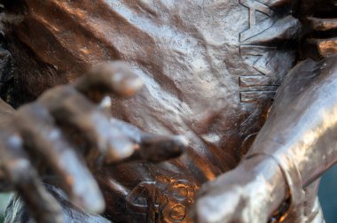 Johan Cruyff Arena Amsterdam 'daki De Goede Beul heykelinin detayları. Hollanda 24-8-2020