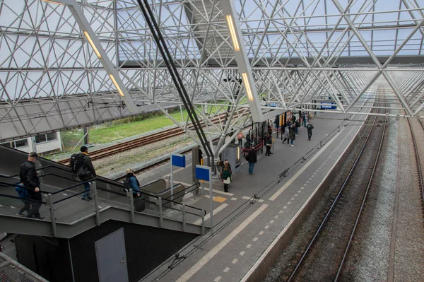Empty Rail Track Train Station Zaandam Netherlands 2019 — Stock Photo, Image