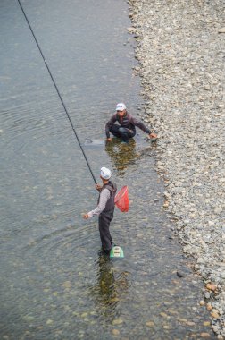 Iwakuni Japonya 'daki Nishiki Nehri Balıkçısı 2015