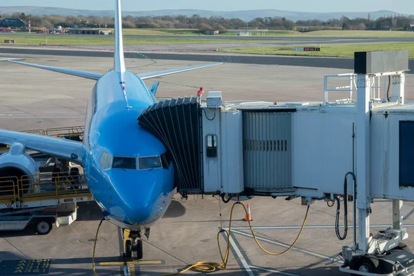 Самолет Klm Аэропорту Манчестера Англия 2019 — стоковое фото