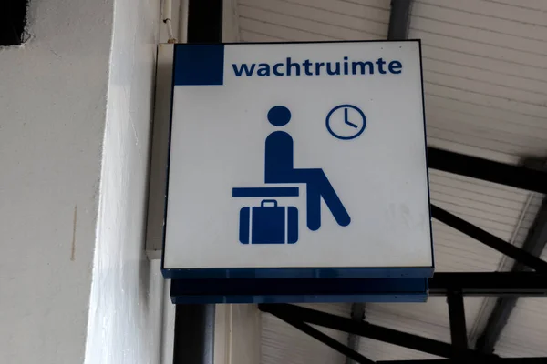 Informação Sign Waiting Room Train Station Bilthoven Netherlands 2020 — Fotografia de Stock