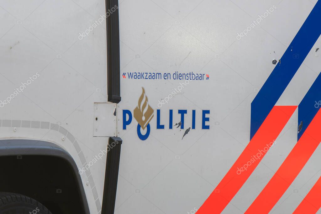 Police Logo On A Car At Amsterdam The Netherlands 21-9-2020