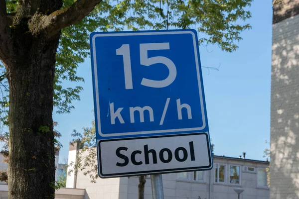 Street Sign Maximální Rychlost Škole Amsterdamu Nizozemsko 2020 — Stock fotografie