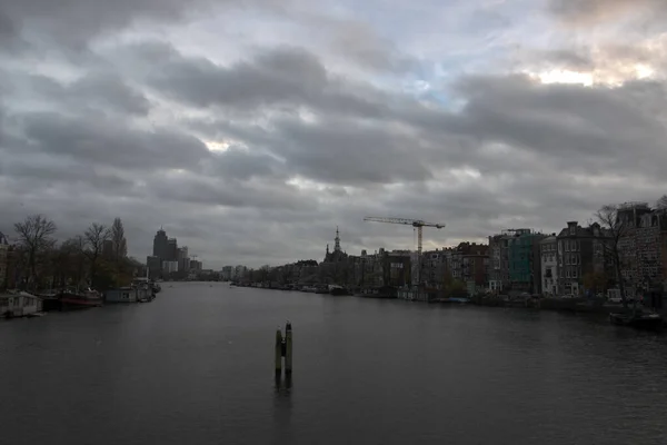 Vista Sobre Rio Amstel Amsterdã Holanda 2020 — Fotografia de Stock