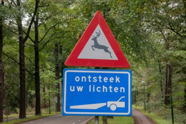 Bilthoven 'da Uyarı İşareti Geyiği Hollanda 7-10-2020