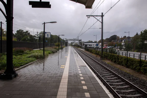 Estación Tren Lluvia Bilthoven Países Bajos 2020 — Foto de Stock