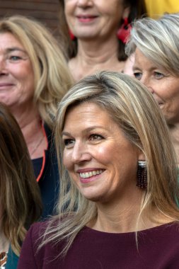 Kraliçe Maxima 'yı Amsterdam' daki Van Loon Müzesinde Kapat. Hollanda 2019