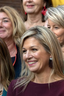 Kraliçe Maxima 'yı Amsterdam' daki Van Loon Müzesinde Kapat. Hollanda 2019