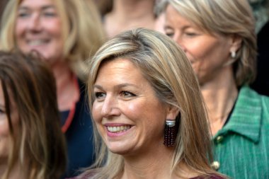 Kraliçe Maxima 'yı Amsterdam' daki Van Loon Müzesinde Kapat. Hollanda 2019