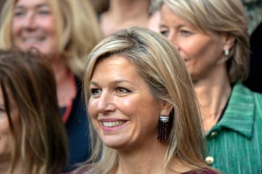 Kraliçe Maxima 'yı Amsterdam' daki Van Loon Müzesinde Kapat. Hollanda 2019