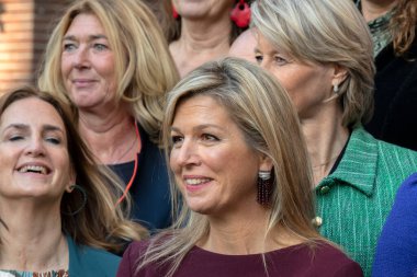 Kraliçe Maxima 'yı Amsterdam' daki Van Loon Müzesinde Kapat. Hollanda 2019