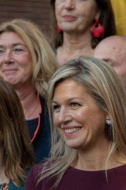 Kraliçe Maxima 'yı Amsterdam' daki Van Loon Müzesinde Kapat. Hollanda 2019