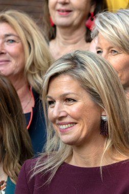 Kraliçe Maxima 'yı Amsterdam' daki Van Loon Müzesinde Kapat. Hollanda 2019