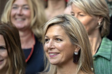 Kraliçe Maxima 'yı Amsterdam' daki Van Loon Müzesinde Kapat. Hollanda 2019