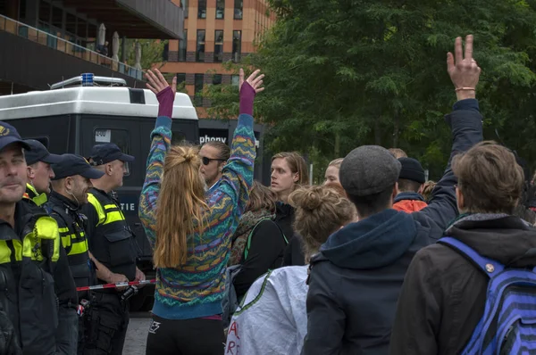 Dia Polícia Trabalho Demonstração Climática Grupo Rebelião Extinção Gustav Mahlerplein — Fotografia de Stock