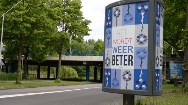 Billboard Corona Obtendrá Mejor Tema Amsterdam Netehrlands 2020 — Vídeo de stock