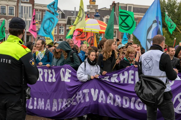 Ligação Policial Trabalho Blauwebrug Demonstração Climática Grupo Rebelião Extinção Amsterdã — Fotografia de Stock