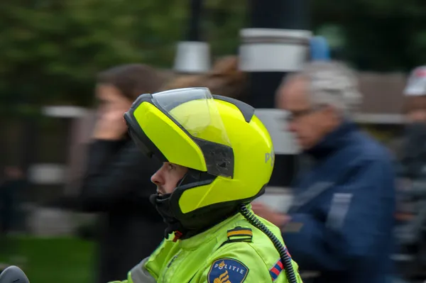 Motor Policial Trabajo Manifestación Climática Del Grupo Rebelión Extinción Ámsterdam — Foto de Stock