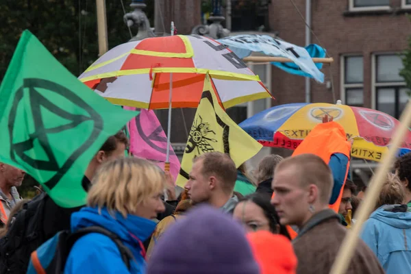 Protesters Close Eachother Demonstration Extinction Rebellion Group Amsterdam 네덜란드 2019 — 스톡 사진