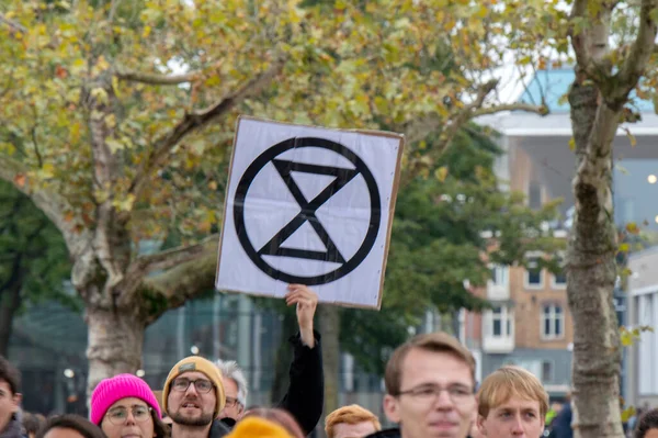 Climate Demonstration Extinction Rebellion Group Amsterdam Holandia 2019 — Zdjęcie stockowe