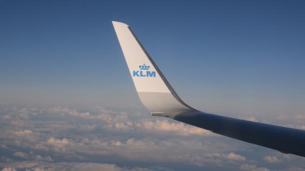 Klm Vleugel Boven Wolken Manchester England 2019 — Stockvideo