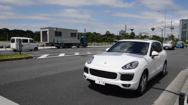 Auto Rijden Langs Het Keizerlijk Paleis Tokio Japan 2016 — Stockvideo