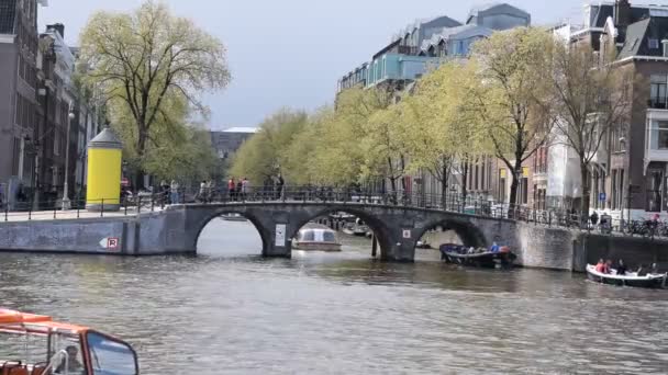 Canel Boats Amsterdam Hollandia 2019 — Stock videók