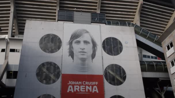 Billboard Johan Cruijff Entrada Zuid Johan Cruijff Arena Amsterdã Holanda — Vídeo de Stock