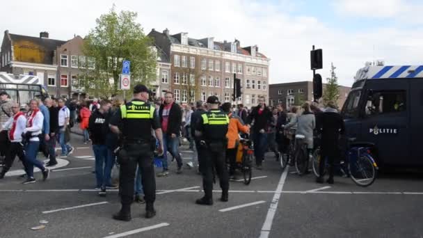 Ajax Aanhangers Vertrekken Champion Party Amsterdam Nederland 2019 — Stockvideo