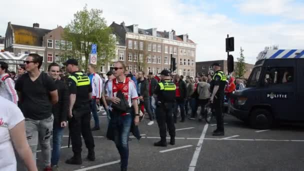Ajax Aanhangers Vertrekken Champion Party Amsterdam Nederland 2019 — Stockvideo