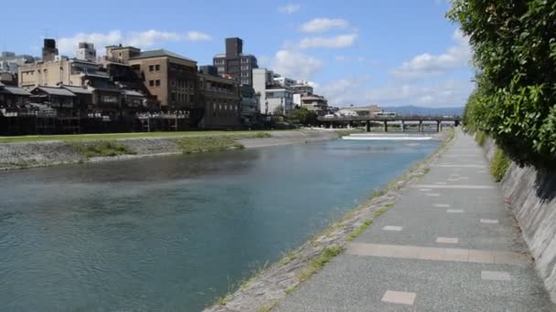Largo Del Río Kamo Kyoto Japón 2015 — Vídeo de stock
