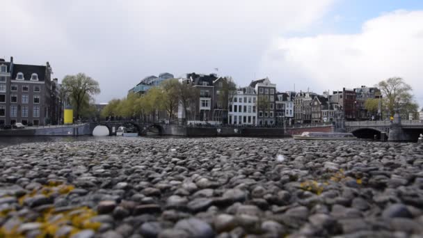 Amstel River Walter Sskindbrug Bridge Amsterdam Netherlands 2019 — 비디오