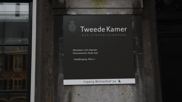 Hague Netherlands 2019 Появился Билборд Надписью Staten Generaal — стоковое видео