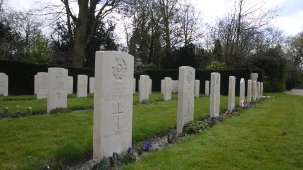 Primer Plano Las Tumbas Guerra Commonwealth Cementerio Nieuwe Ooster Ámsterdam — Vídeo de stock