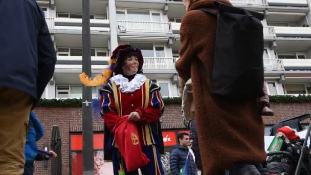 Enfants Avec Zwart Piet Figure Diemen Aux Pays Bas 2019 — Video