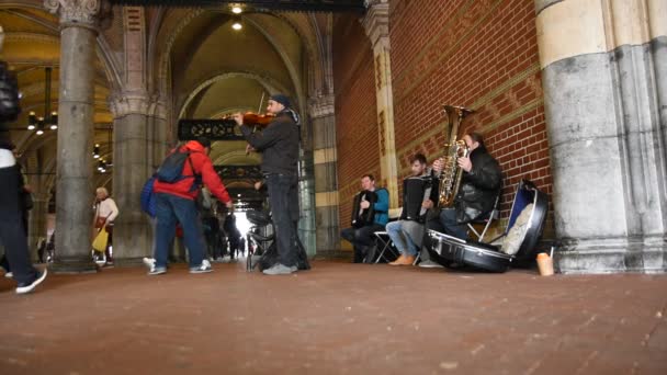 Classical Music Played Passage Rijksmuseum Amsterdam Netherlands 2019 — Stok Video