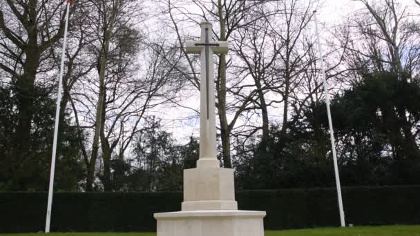 Cross Commonwealth War Graves Nieuwe Ooster Graveyard Amsterdam Nederländerna 2020 — Stockvideo