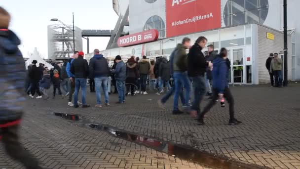 Tłum Przed Meczem Johan Cruijff Arena Amsterdamie Holandia 2020 — Wideo stockowe