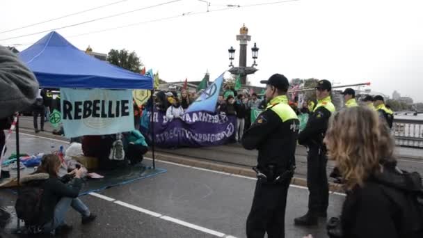 Demonstrace Skupiny Extinction Rebellion Group Amsterdam Netherlands 2019 — Stock video