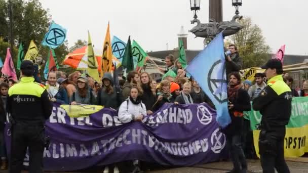 Demonstráció Kihalás Elleni Lázadó Csoporttól Amszterdamban Hollandia 2019 — Stock videók