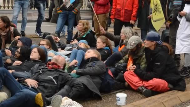 Demonstracja Extinction Rebellion Group Amsterdamie Holandia 2019 — Wideo stockowe