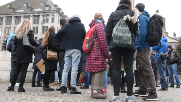 Демонстранты Демонстрации Восстания Вымирания Дамбе Амстердаме 2020 — стоковое видео