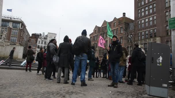 Διαδηλωτές Στην Εξάλειψη Εξέγερσης Διαδήλωση Για Φράγμα Στο Άμστερνταμ 2020 — Αρχείο Βίντεο