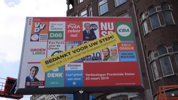 アムステルダムでの欧州選挙のための選挙ビルボード オランダ2019 — ストック動画